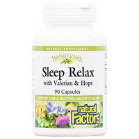 Herbal Factors Sleep Relax Formula by Natural Factors, Natural Sleep Aid with Valerian Root, Passion Flower and Skullcap, Non-GMO, 90 capsules (90 servings)