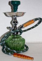 14" 1 Hose MYA Qt Forest Green Hookah in Metal Carrying Cage