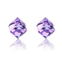 Lottoy 1 Pairs Weight Loss Magnetic Water Cube Ear Stud for Women Girls Health Magnet (Purple)