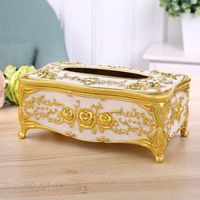 T-ZJHC Tray Paper Creative Living Room Home Restaurant Table Simple Storage Box European Simple European Paper Box, Gold White