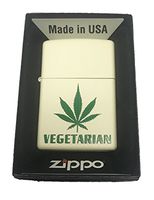 Zippo Custom Lighter -"Vegetarian" Weed Pot Leaf Marijuana Plant Design