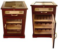 H&H Wine and Cigars Cabinet Humidor - Cherry African Bubinga Wood Exterior - Spanish Cedar Interior - End Table Humidors