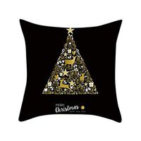 Christmas Decorative Pillow Case, Kaiye Golden Pattern Print Elk Gift Balls Xmas Tree Print Peach Suede Pillowcase Sofa Bed Cushion Cover 45 x 45cm