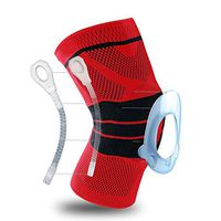 Knee Brace, Knee Support Compression Sleeve with Side Stabilizers + Silicone Patella Gel Pad for Meniscus Tear,Arthritis,Jogging,Sports,Running Men Women(Single) (Red, Small) …