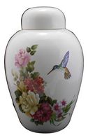Hummingbird with Roses - Floral Funeral Urn - Cremation Urn for Human Ashes - Hand Made Pottery