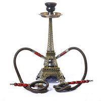 LLAKED 16" Premium 2 Hose Hookah Complete Set - Mini Eiffel Tower Hookah Metal Model