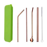 KANGMOON Reusable Stainless Steel Metal Drinking Straws with Cleaning Brushes Set Recycle for 30oz&20oz Tumblers Yeti Rtic Ozark Trail-3pcs straws-1pc Brush-1pc Pipette Spoon (Green, Stlye C)