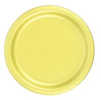 24 Plates 7" Paper Dessert Plates Wax Coated - Yellow