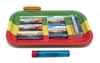 Bundle - 9 Items - Rolling Paper Depot Tray(Rasta), Elements 1 1/4 Papers, Elements Pre-Rolled Tips, Elements 79mm Roller, Elements Paper Tin, RPD Kewltube and RPD Braclet