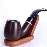 ZXCVB Flat Mouth Solid Wood Ebony Filter Pipe Detachable Plus Ring Flat Mouth Curved Pipe (excluding The Base)