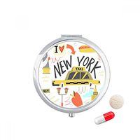 America New York City Liberty Illistration Travel Pocket Pill case Medicine Drug Storage Box Dispenser Mirror Gift