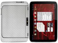 Skinomi Silver Carbon Fiber Full Body Skin Compatible with Motorola XOOM 2 (Full Coverage) TechSkin with Anti-Bubble Clear Film Screen Protector