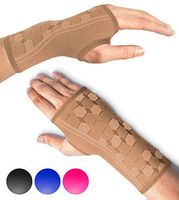 Sparthos Wrist Support Sleeves (Pair) - Compression Wrist Brace for Men and Women - Carpal Tunnel Tendonitis Arthritis Pain Relief Wrist Pain Strains Sprains Bursitis Improve Circulation (Beige-L)