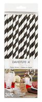 David Tutera Paper Party Straws - Black Stripe - 24 Pieces