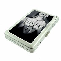Chola Pin Up Girls Spanish La Vida Loca D19 Cigarette Case Lighter Smoking King Size Cigarettes Silver Metal Wallet 4" X 2.75" RFID Protection