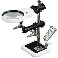 3.5X 5.25x Magnifier Station Auxiliary Clamp and Alligator Clips Magnifying Glass Stand with Switchable Cold and Warm Light LED
