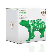 Oi Girl Organic Cotton Pads, Box of 10 Day Pads, Ultra-Thin and Winged, Individually-Wrapped
