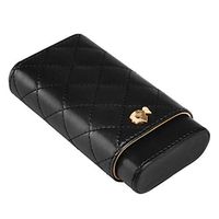 3 Cigars Cooler Humidor Portable Cigar Cypress Holster Travel Cigar Box Light and Convenient Beautiful Gift (Color : Black, Size : 16.5 * 8.5cm)