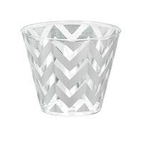 Amscan 350226.18 Chevron Printed Premium Plastic Tumblers Clear w/Silver 9 oz.| Party Supply 144 ct.