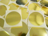 Minilabel 64mm Serrated Edge , Certificate Wafer Company Seal Labels , Stickers For Embossing , Awards & Rewards Shiny Gold