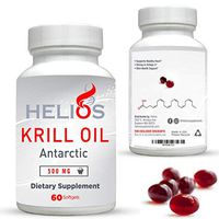 Antarctic Krill Oil Supplement - Helios Best Omega 3's DHA and EPA Red Krill Fish Oil with Astaxanthin - USA Manufactured - 60 SoftGels