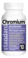 Standard Vitamins Chromium Picolinate Supplement, 200mcg, 100 Capsules