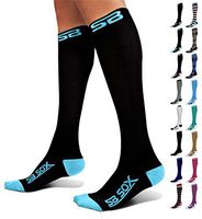 SB SOX Compression Socks (20-30mmHg) for Men & Women - Best Stockings for Running, Medical, Athletic, Edema, Diabetic, Varicose Veins, Travel, Pregnancy, Shin Splints (Black/Blue, Medium)