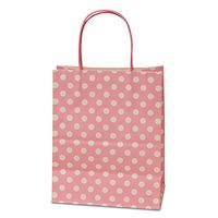 Panda Party Supplies Twisted Handle Matte Light Pink Polka Dot Paper Shopping Gift Bags (12)