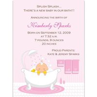 Bath Time Girl Birth Announcements - Set of 20