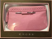 CROSS Pen with Breast Cancer Awareness Pink Leather Pouch and Mini Cross Ball Point Pen
