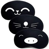 Surkat 3 Pack Mulberry Silk Sleep Mask Face Pattern Sleeping Mask with Adjustable Strap Eyeshape for Women Men Adult