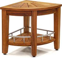 AquaTeak Patented 15.5" Kai Corner Teak & Stainless Shower Bench with Shelf