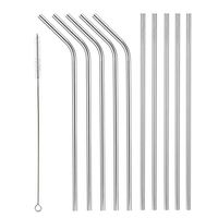 Reusable Ultra Long 10.5" Stainless Steel Drinking Straws Saving Turtles Easy Cleaning Metal Straws(5 Straight | 5 Bent| 1 Brush| 1 Pouch)