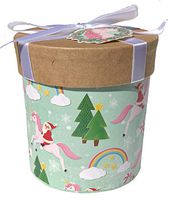 Molly & Rex Unicorn Believe in Santa Trinket Gift Box with Tag, Small Round 15134