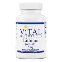 Vital Nutrients - 100% Elemental Lithium (Orotate) 5 mg - Supports Mental and Behavioral Health - Gluten Free - 90 Vegetarian Capsules per Bottle