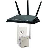 NETGEAR Nighthawk AC1900 Dual Band Wi-Fi Gigabit Router (R7000) & Netgear AC1200 WiFi Range Extender - Essentials Edition (EX6120-100NAS) Bundle