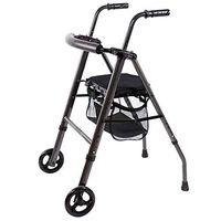 Goquik Black Elderly Walker Walker Foldable Retractable Aluminum Trolley