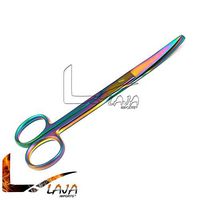 LAJA IMPORTS Multi Titanium Color Rainbow Operating Scissor Sharp/Blunt 5.5" Curved Stainless Steel