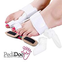 Bunion Corrector and Bunion Splint Bunion Relief Kit by PediDocTM - Bunion Pad Protector with Hinged Bunion Splints, Toe Stretchers and Toe Separators - Comprehensive 5 Piece Bunion Pain Relief Kit