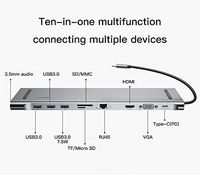 10 in 1 Docking Station Hub for Type C Interface Notebook, Aluminum Alloy 10 Ports Dock with USB 3.0/TF/Micro SD/SD/MMC/HDMI/Gigabit Network/VGA/USB-C(PD)/Audio Output for Macbook