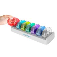 Bluestone Weekly Pill Organizer 7 Day Storage with AM/PM Daily Containers for Medication, Vitamins-Colorful, Compact, Portable, with Snap Shut Lids