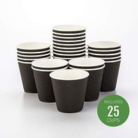 Insulated Paper Coffee Cups - Ripple Wall - Black - 8oz. - 500 Count Box - MATCHING LIDS: RWA0360B, RWA0360W, RWA0328LG, RWA0328GR, RWA0328HP, RWA0283W, RWA0283B