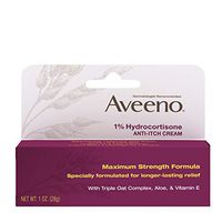 Aveeno Maximum Strength 1% Hydrocortisone Anti-Itch Cream with Pure Oat Essence, Triple Oat complex, Aloe & Vitamin E, For Itch, Rash & Redness Relief, 1 oz (Pack of 2)