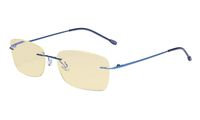 Eyekepper Computer Glasses Women - Blue Light Blocking Eyeglasses with Yellow Filter Lens - Lightweight Rimless,Blue