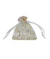 Ankirol 100pcs Sheer Organza Favor Bags for Wedding Baby Shower Rattan Print Gift Bags Samples Display Drawstring Pouches (3.5x4.5, White)