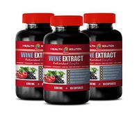 Energy Booster Natural Supplement - Brain and Memory Supplements - Wine Extract ANTIOXIDANT Complex 1200MG - Green Tea Extract All Natural - 3 Bottles 180 Capsules