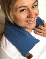 Hot Cherry Pit Pillow Neck Wrap, (Blue Denim, Natural-Dyed) Natural Moist Heat Neck Muscle Pain, Tension Relief, Headaches, Arthritis, Hot/Cold Therapy, Microwavable