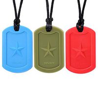 Chewelry Sensory Chew Necklace for Boys & Girls - Chewlery Necklaces for Kids with Autism ADHD - Chewy Oral Chewing Toys - Dog Tag 3-Pack by Solace