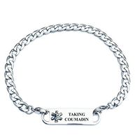 Pre-Engraved Curb Link"Taking Coumadin" Medical ID Bracelets for Women.