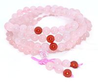 The Art of Cure Healing Jewelry & Mala Meditation Beads (108 Beads on a Strand) (Rose Quartz & Agate)